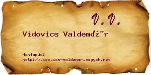 Vidovics Valdemár névjegykártya